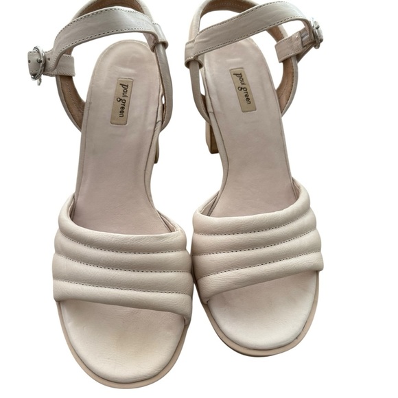 Paul Green Cream Heels with Ankle Strap Size 6 1/5 - retails for $389 - Picture 1 of 7